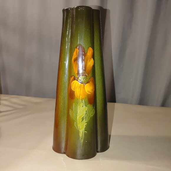 Weller Louwelsa Pottery Fluted Vase Floral Hand Painted 1900 Antique Art Nouveau - Picture 2 of 16